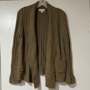 St. John's Bay Olive Ribbed Cardigan